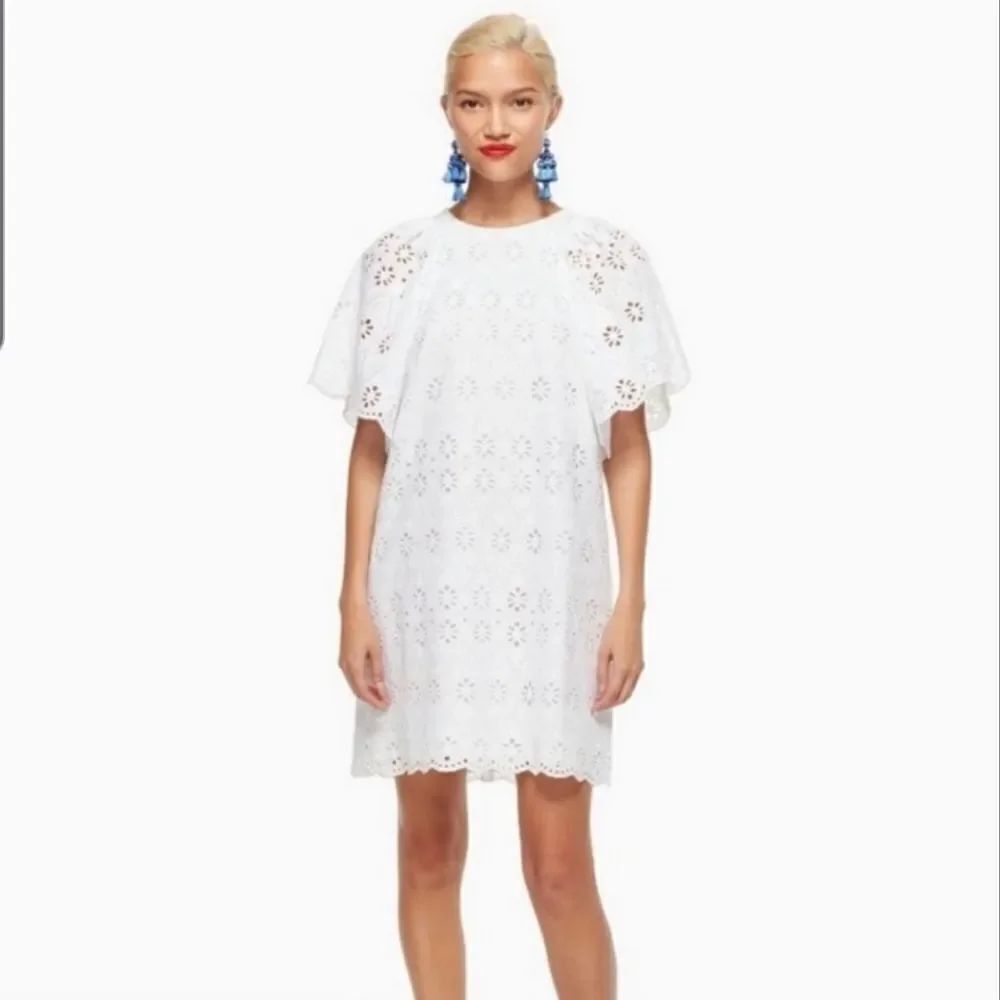 Kate Spade Eyelet Shift Dress In Fresh White sz XS